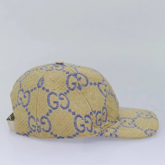 GUCCI Cap GG Canvas Raffia L size Beige 701713 Auth am6474V - Picture 16 of 16